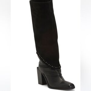 Emanuele Crasto Chic Black Heeled Leather Boots for Women in Black Size-40 NWT